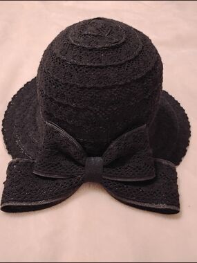 Jane & Berry Bow In The Back Black Lace Style Sun Hat